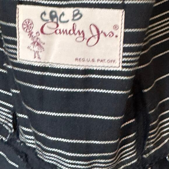 Vintage 1950s Velvet Striped Cotton Fit & Flare Party Dress Cupcake Black White - Picture 8 of 16